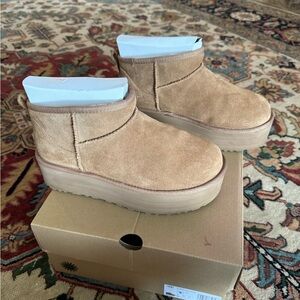 UGG Tan classic ultra mini platform boots